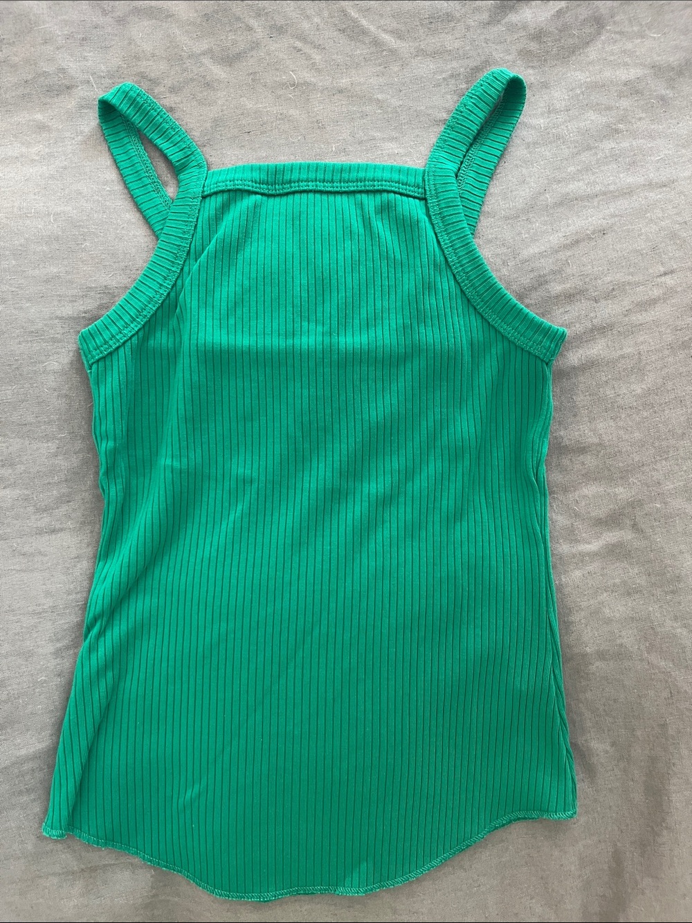 WSLY Green Ribbed Tank - Slim Spaghetti Strap Cami
